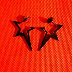 ⭐Black Stainless Steel⭐Star⭐Dangle Earrings⭐